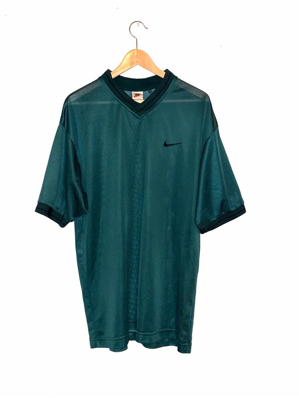 Vintage Nike Men's Green V-Neck Athletic Jersey
